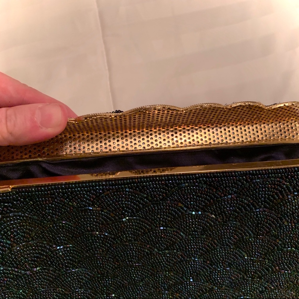 1950’s FORMAL PURSE DARK BLUE BEADED EVENING BAG - Picture 6 of 8
